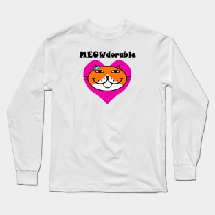 MEOWdorable - PURRty Orange Kitty on Pink Heart Long Sleeve T-Shirt